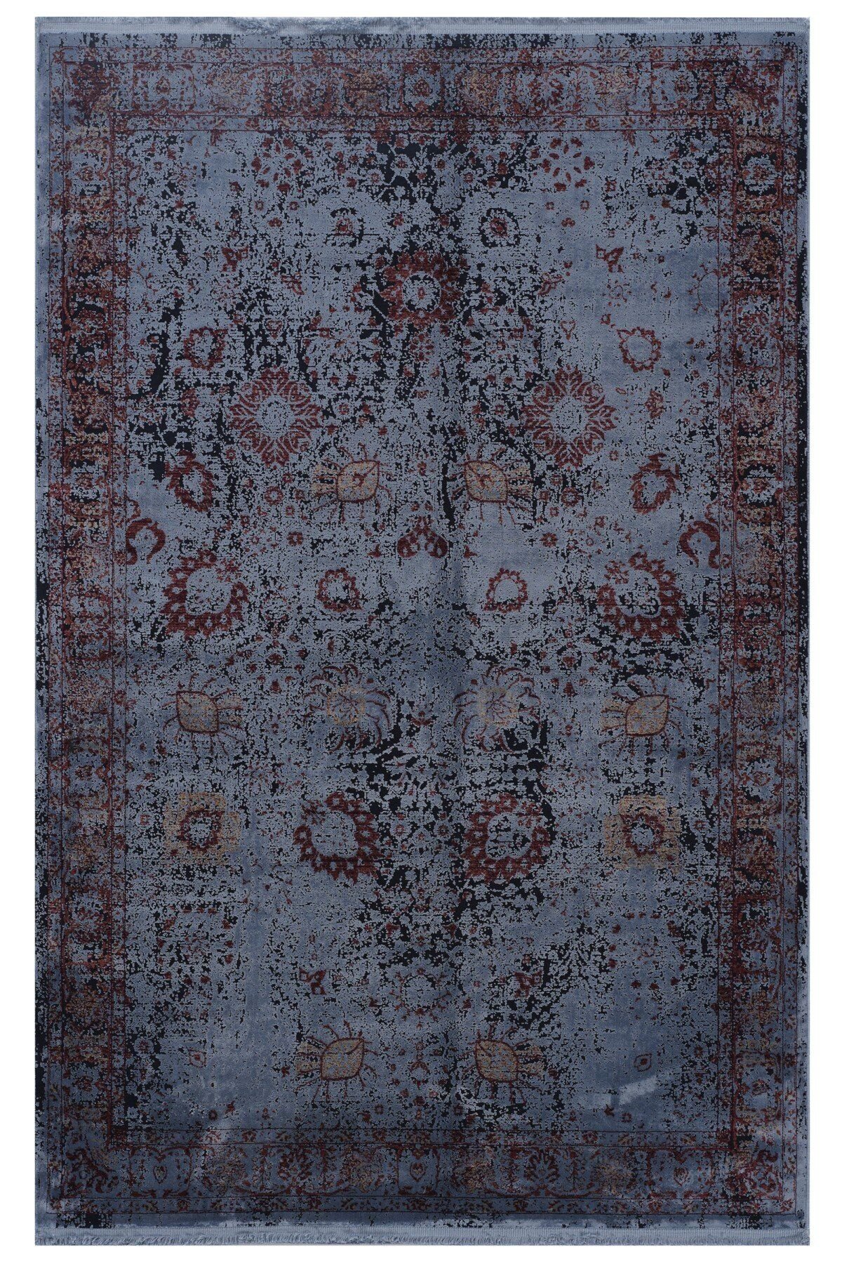 Gloria 6489A Mavi Etnik Desenli Bambu Halı