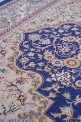 Kumkapı Serisi S818A Lüks Modal Seccade - Mavi, Krem