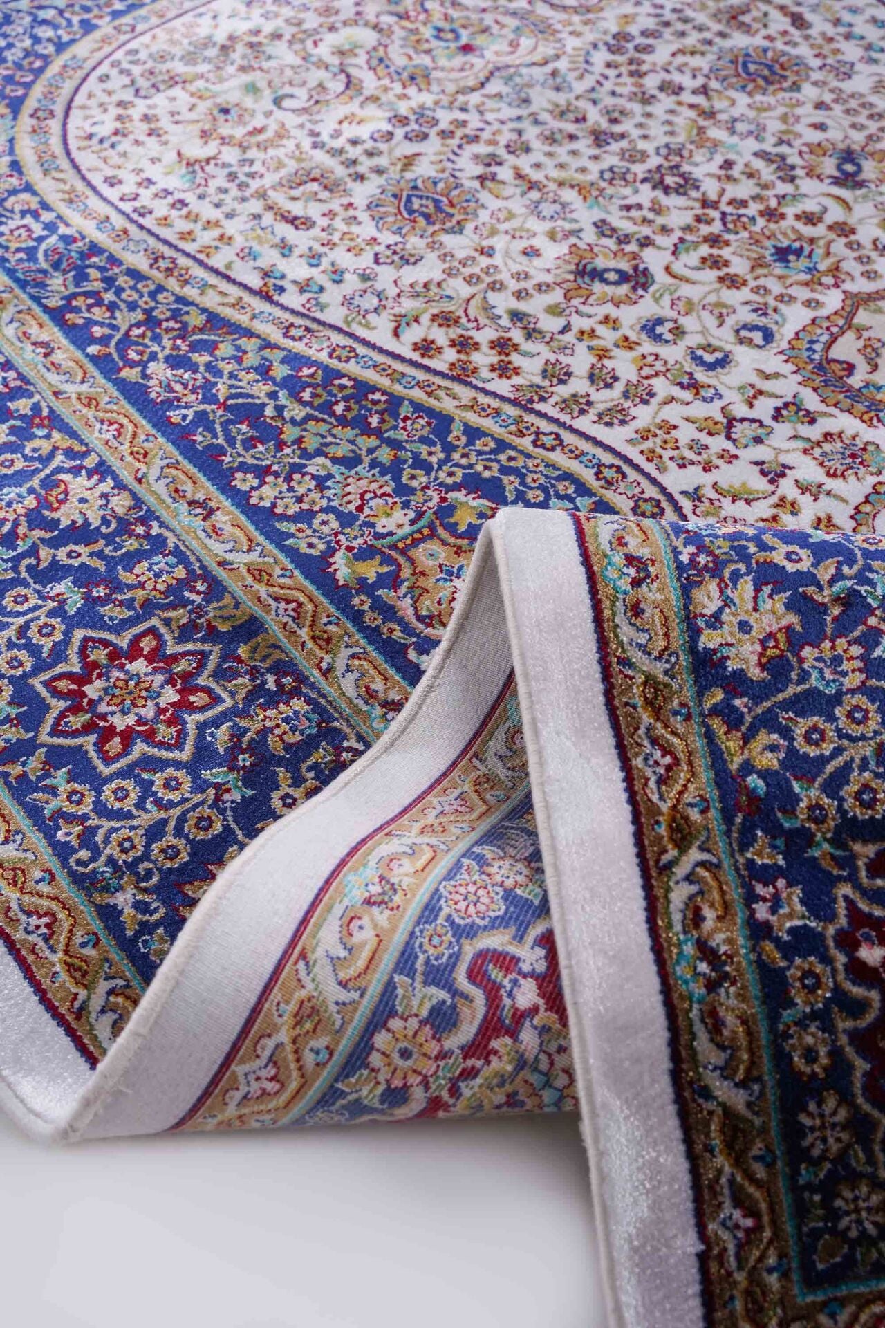 Kumkapı Serisi S163A Lüks Modal Seccade - Krem, Koyu Mavi