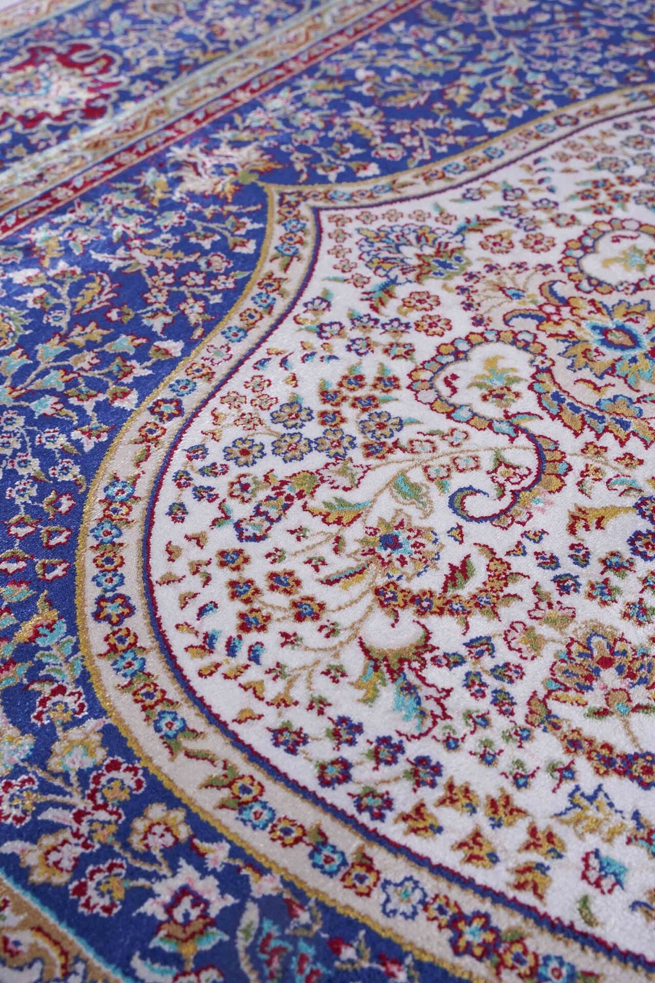 Kumkapı Serisi S163A Lüks Modal Seccade - Krem, Koyu Mavi