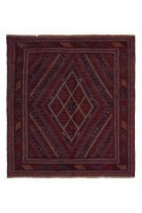 Afgan Berceste El Dokuma Yün Halı Kırmızı - 134x125