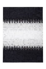 Naar Halı Tay Deri Patchwork El Yapımı Dekoratif Halı Siyah - 173x242