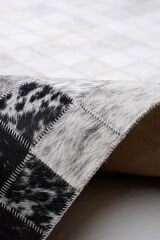 Naar Halı Tay Deri Patchwork El Yapımı Dekoratif Halı Siyah - 173x242