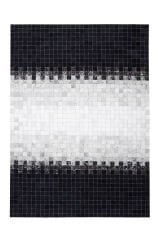 Naar Halı Tay Deri Patchwork El Yapımı Dekoratif Halı Siyah - 173x242