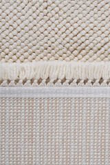 Delhi 3008 Bukleli Mutfak ve Salon Halısı Kesme Halı Krem - 100 x 250