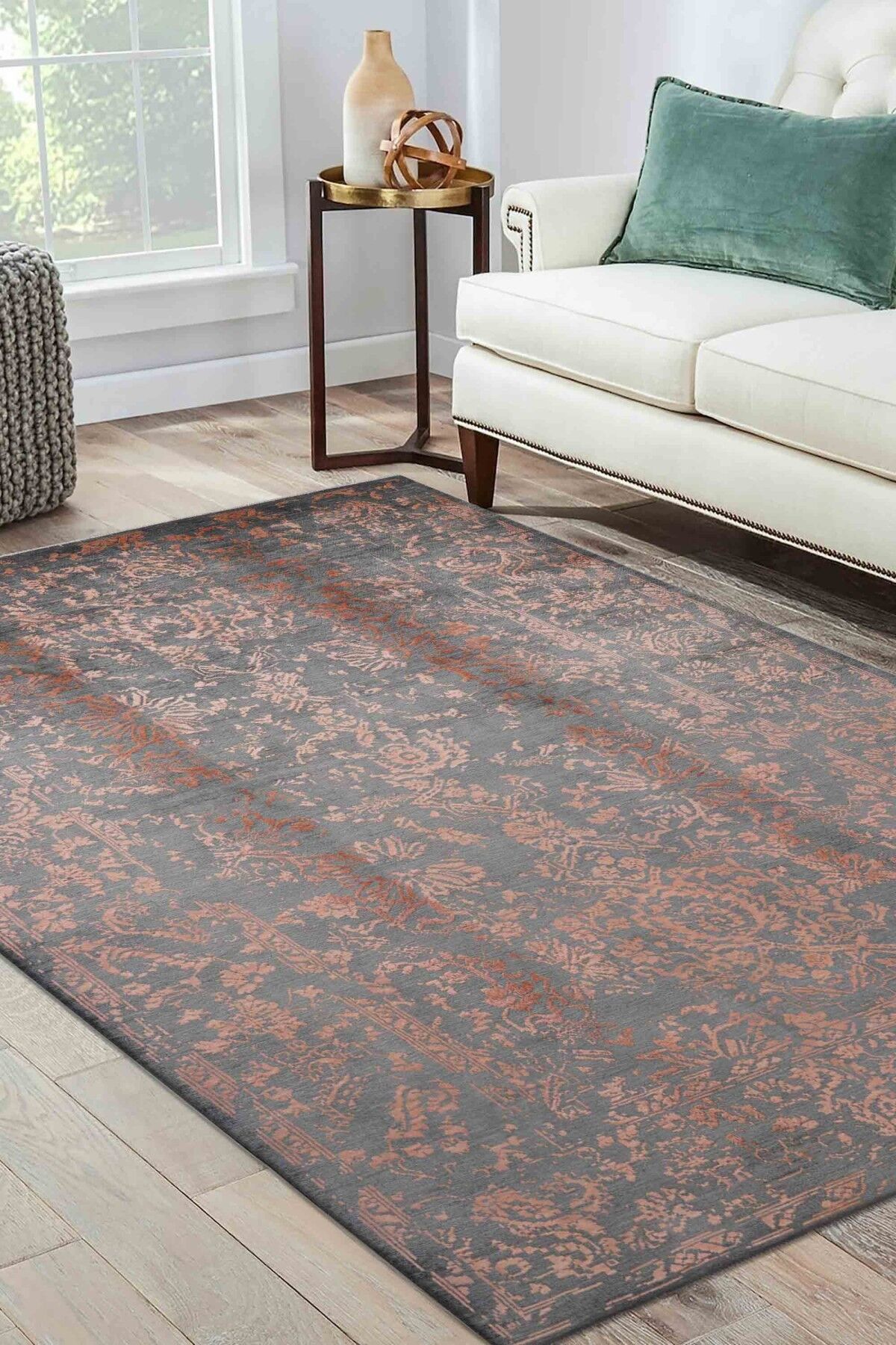 Rhmn Silk Touch Gri Klasik El Dokuma Halı