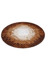 Naar Halı Tay Deri Patchwork El Yapımı Daire Halı Renkli - 150x150