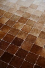 Naar Halı Tay Deri Patchwork El Yapımı Dekoratif Halı Renkli - 91x154