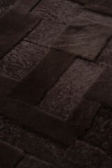 Naar Halı Astragan Deri Patchwork El Yapımı Dekoratif Halı Gri - 120x180