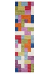 Nepal 3649 El Dokuma Kalın Yün Kilim Renkli - 80x300