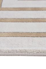 Riva 9221 Krem Geometrik Çerçeveli Bambu Halı