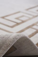 Riva 9221 Krem Geometrik Çerçeveli Bambu Halı