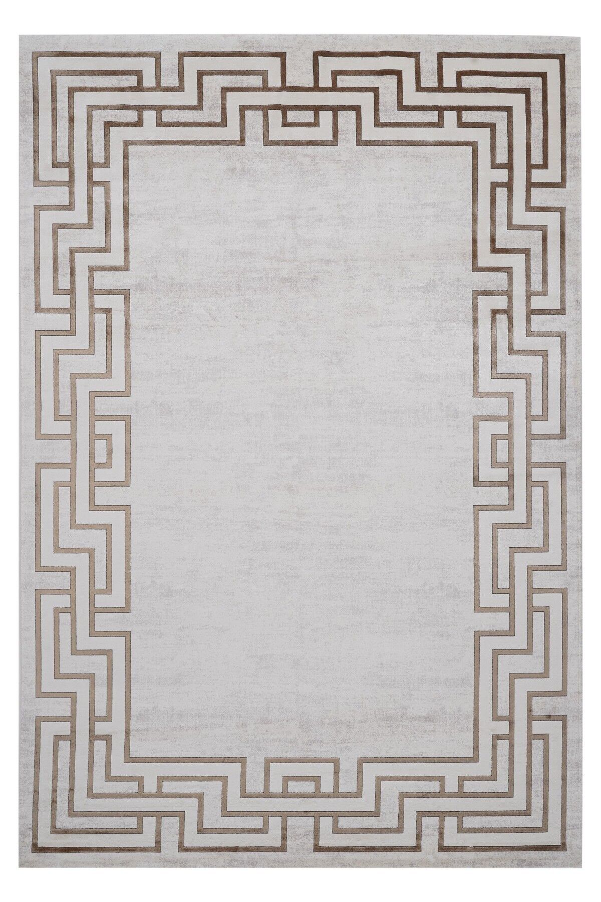 Riva 9221 Krem Geometrik Çerçeveli Bambu Halı