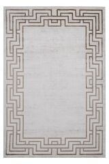 Riva 9221 Krem Geometrik Çerçeveli Bambu Halı
