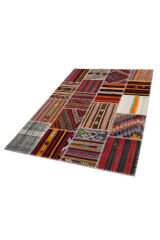 Naar Halı Patchwork El Yapımı Dekoratif Halı Renkli - 160x230