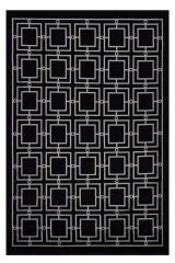 Riva 9349 Siyah Gold Geometrik Desenli Bambu Halı
