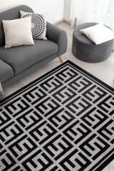 Riva 9361 Siyah Geometrik Desenli Bambu Halı