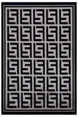Riva 9361 Siyah Geometrik Desenli Bambu Halı
