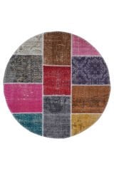 Naar Halı Patchwork El Yapımı Daire Halı