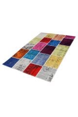 Naar Halı Patchwork El Yapımı Dekoratif Halı Renkli - 160x233