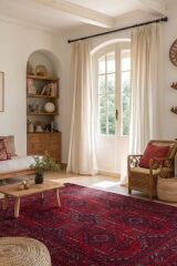 Mira Afgan 7 Kaymaz Tabanlı Yıkanabilir Klasik Kilim Kırmızı - 80x300