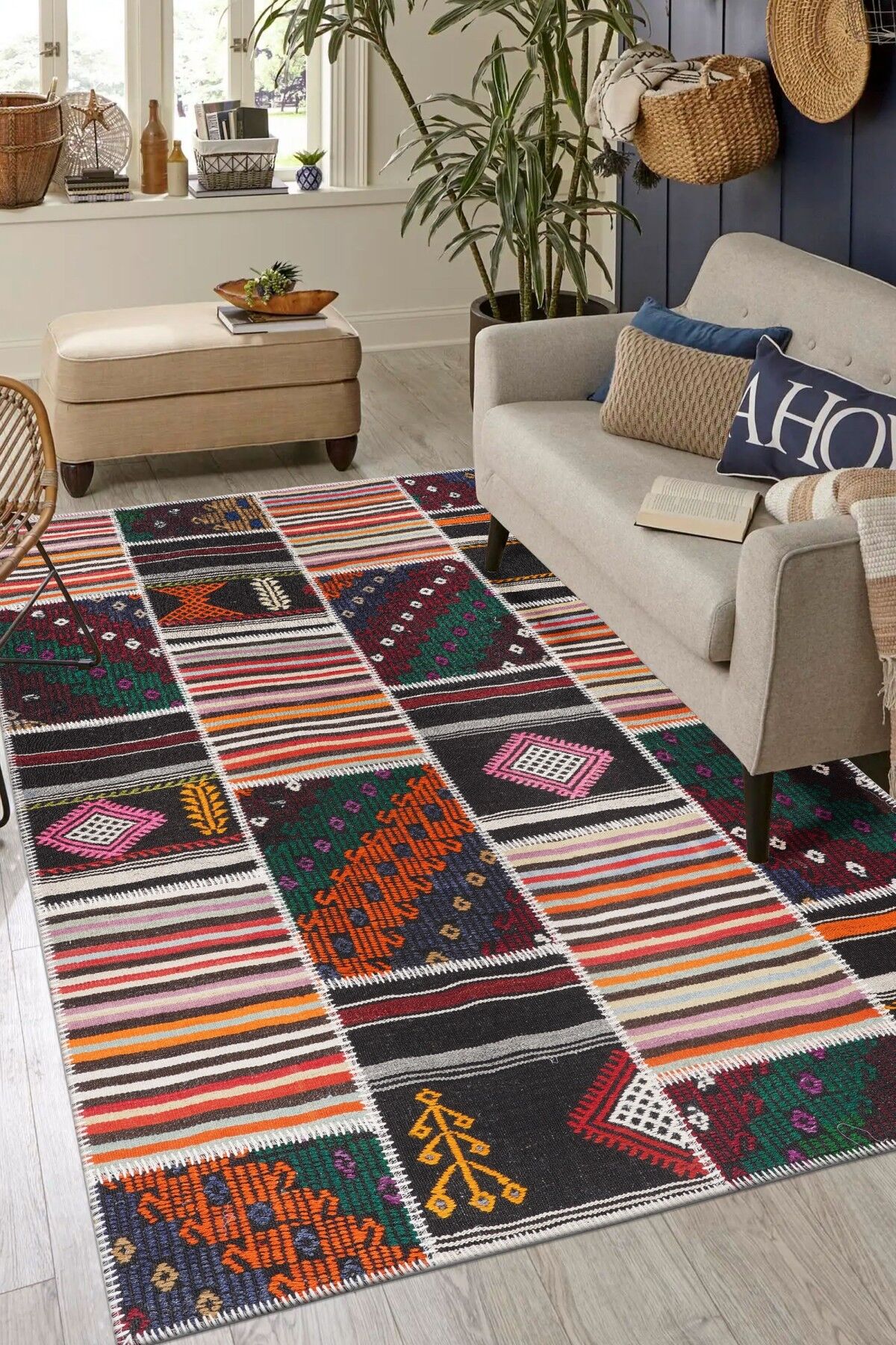 Kilim Patchwork Modern El Dokuma Halı