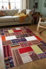 Kilim Patchwork Renkli Modern El Dokuma Halı