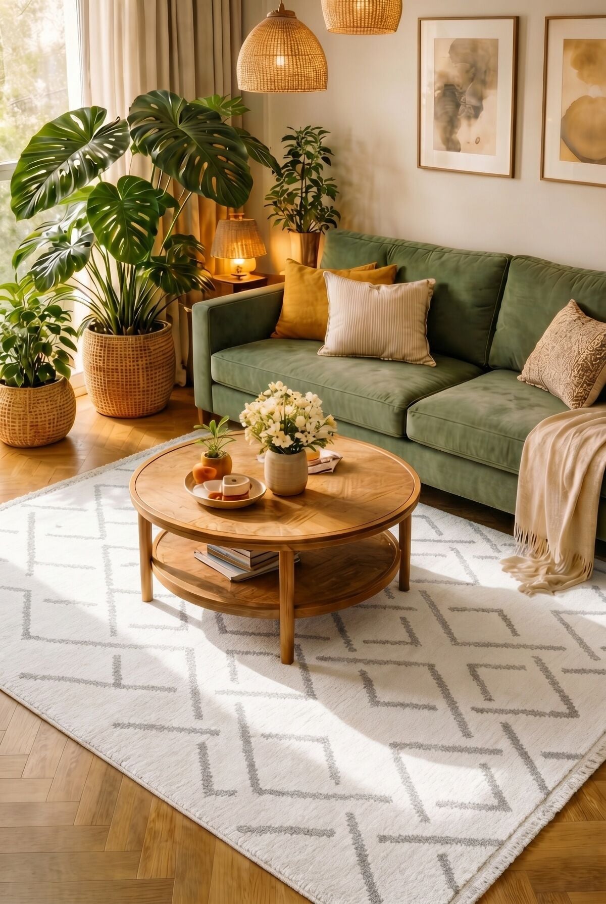 Velar 3609 Krem Yumuşak Dokulu Modern Salon Halısı