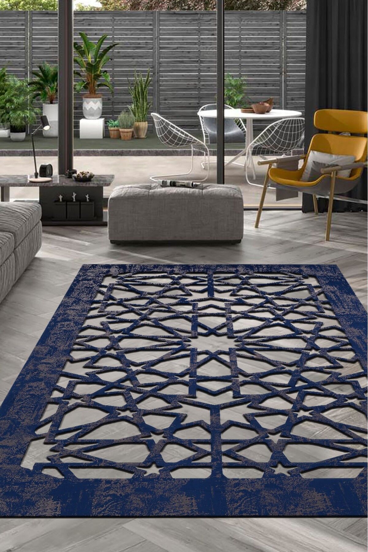 Lazer Kesim Modern Deri Halı