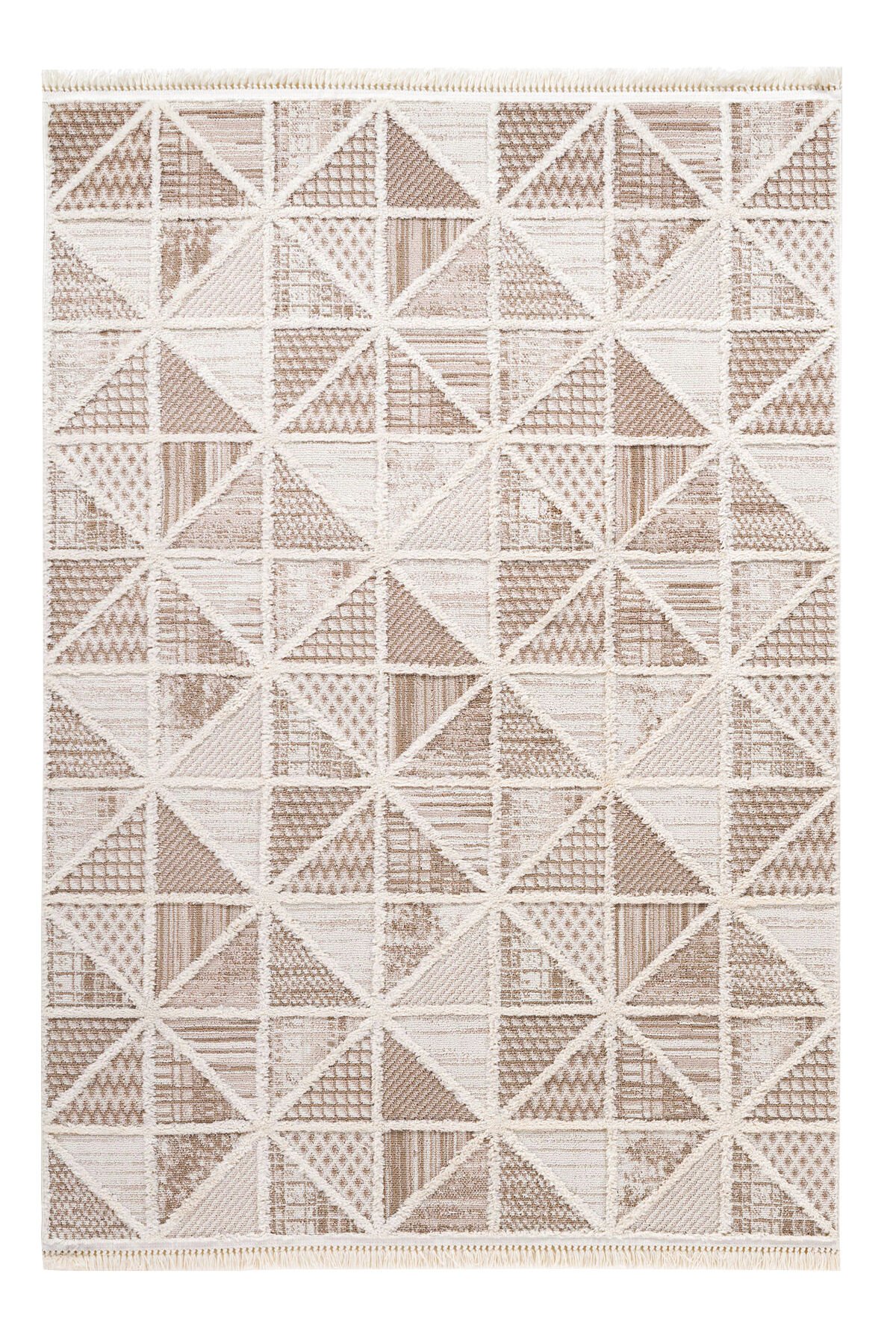 Step 2201 Krem Etnik Desenli Salon Halısı Kesme Halı Krem - 80 x 350