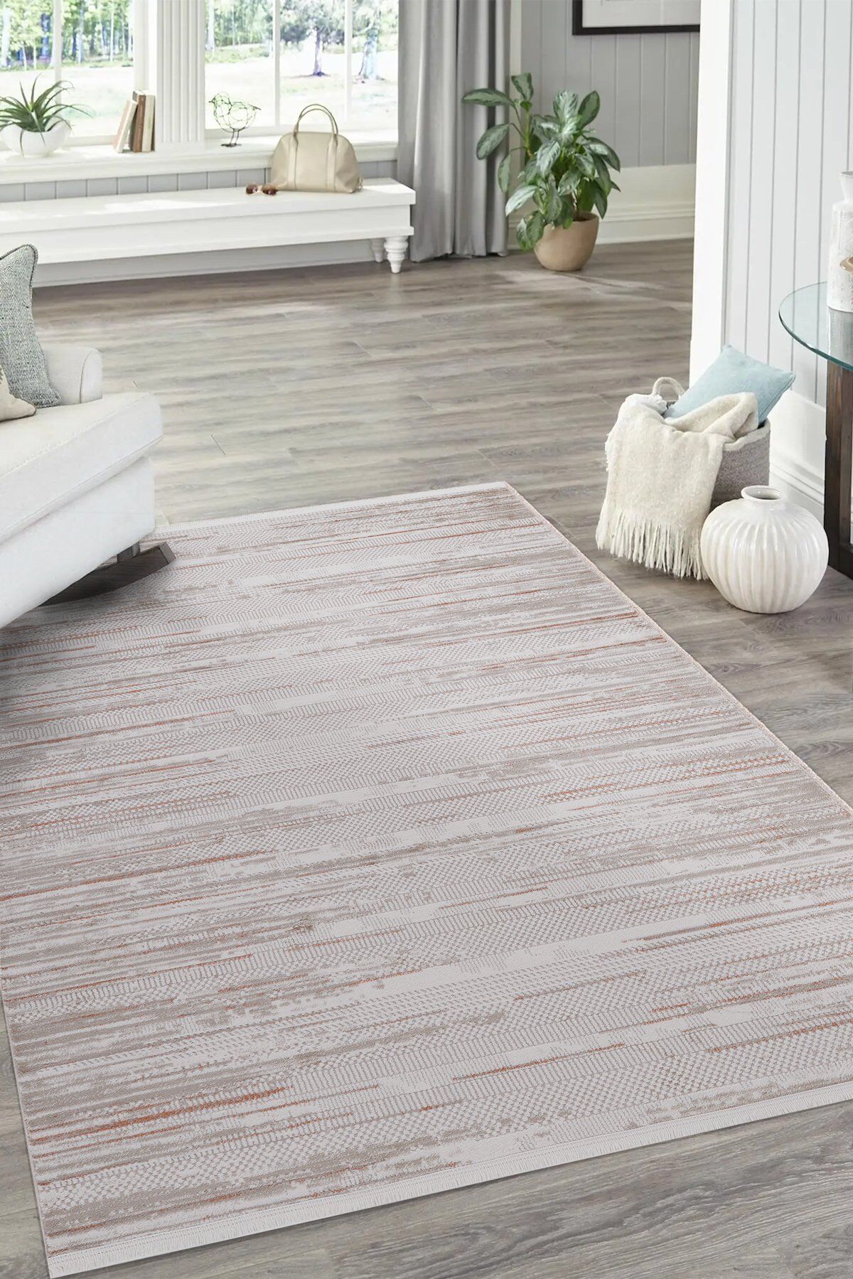 Lizbon 4516 Krem Modern Mutfak Halısı Koridor Makine Halısı