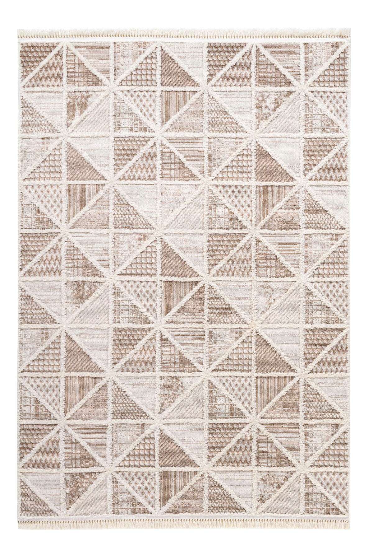 Step 2201 Krem Etnik Desenli Salon Halısı Kesme Halı Krem - 100 x 400