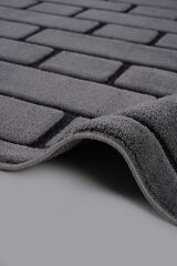 İndus 8008 Gri Taş Desenli Salon Halısı Kesme Halı