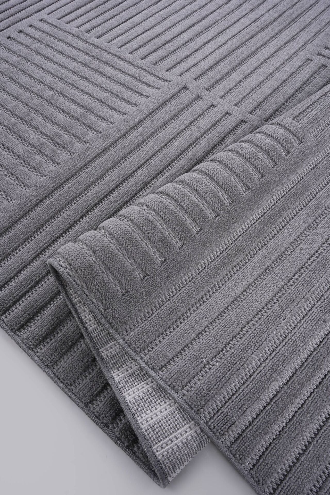 Prag 9202 Gri Geometrik Salon Halısı