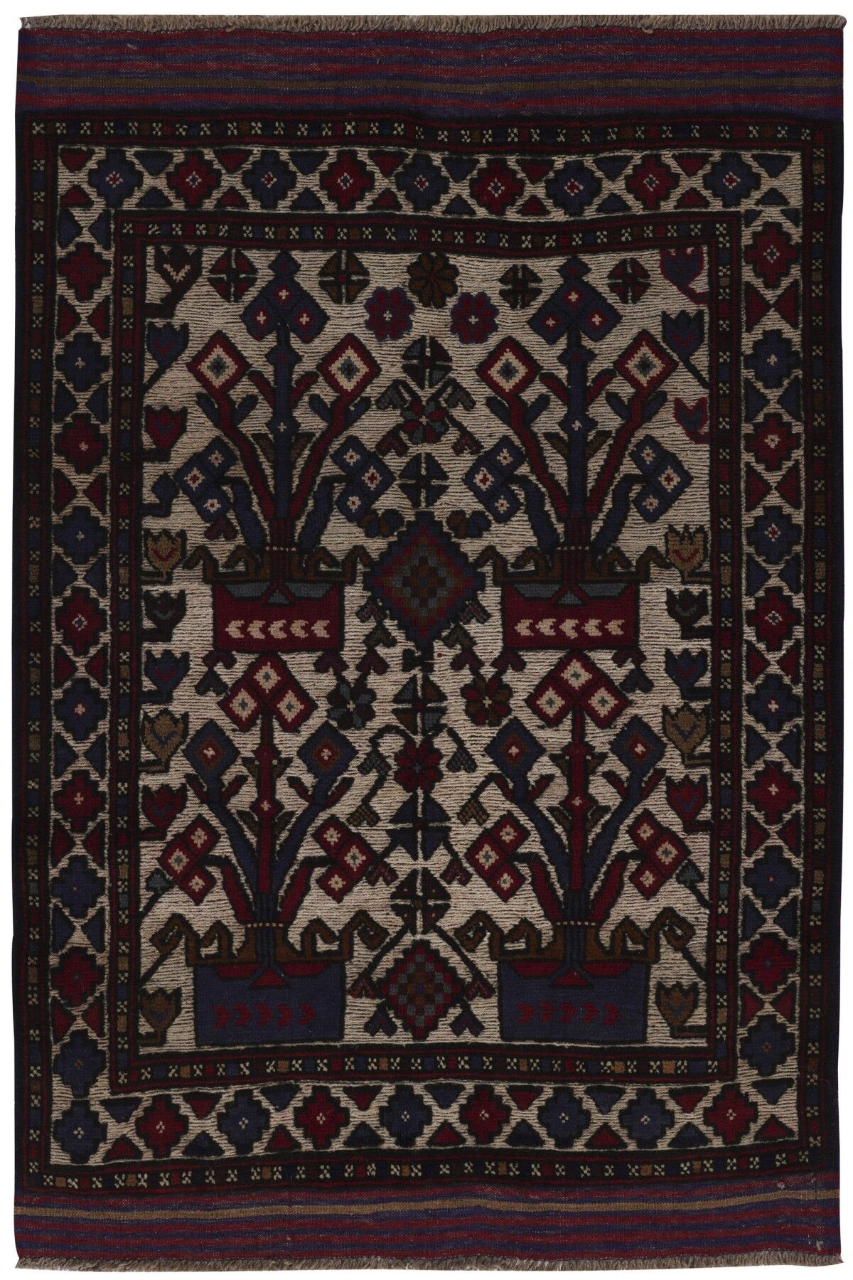 Afgan Berceste Kilim Kırmızı Otantik El Dokuma Halı
