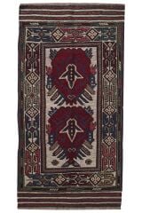 Afgan Berceste Kilim Kırmızı Otantik El Dokuma Halı