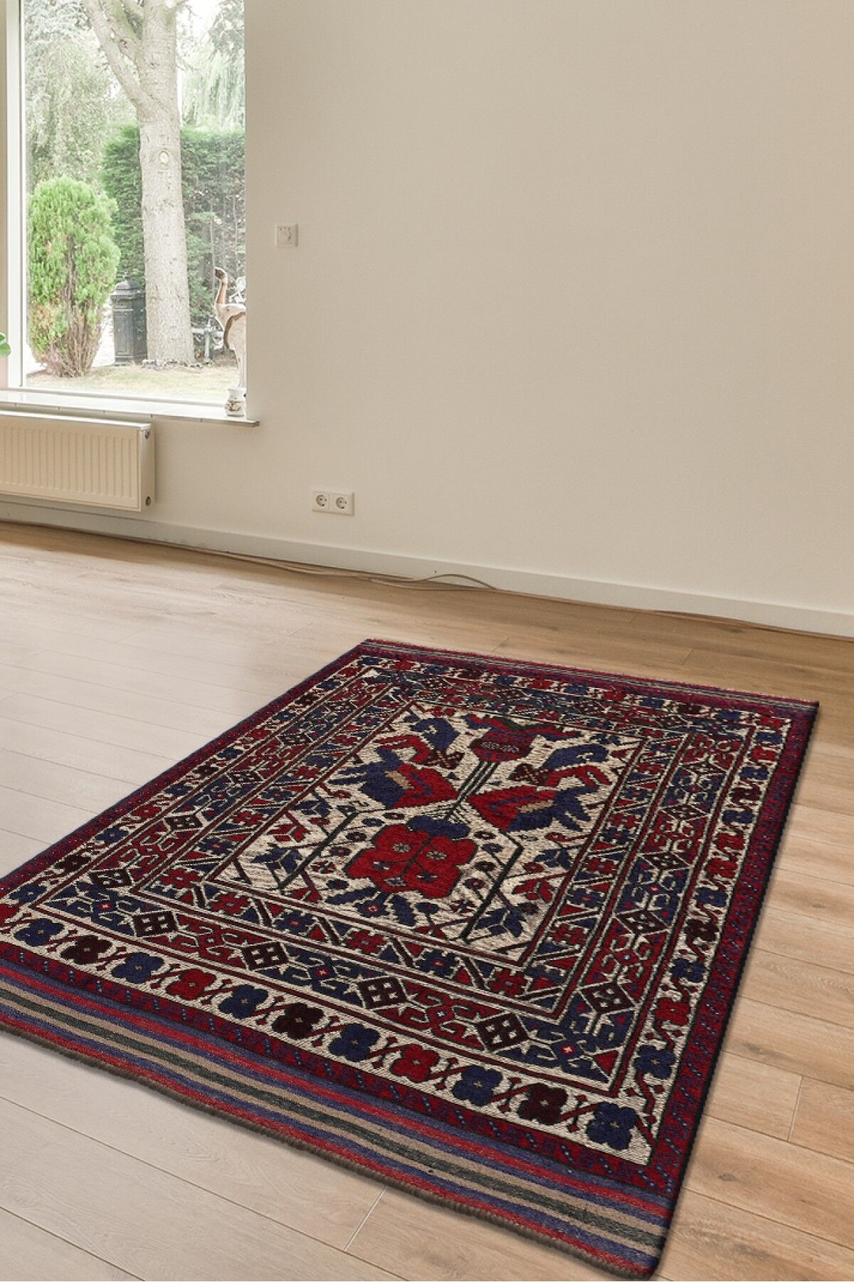 Afgan Berceste Kilim Kırmızı Otantik El Dokuma Halı