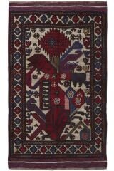 Afgan Berceste Kilim Kırmızı Otantik El Dokuma Halı