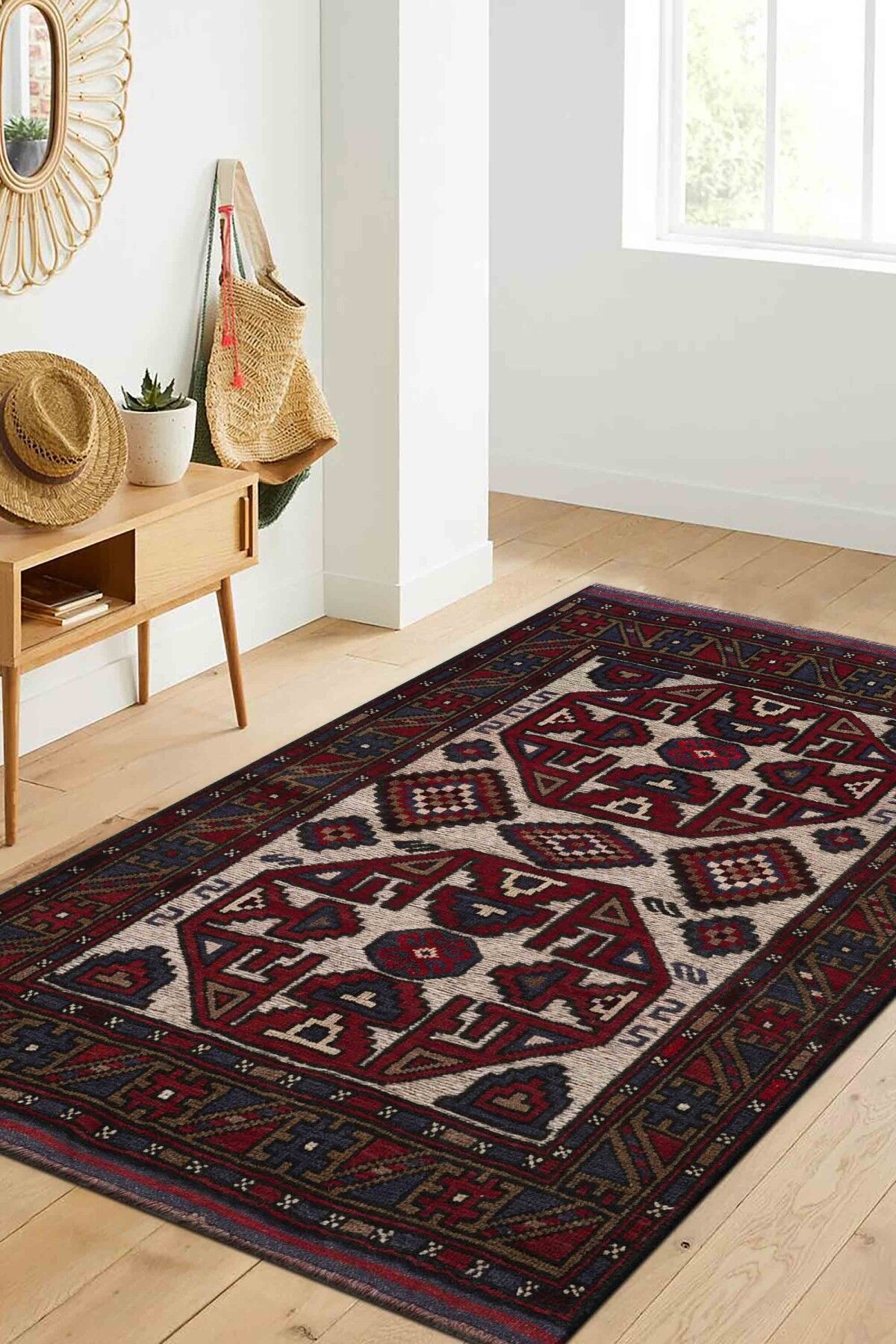 Afgan Berceste Kilim Kırmızı Otantik El Dokuma Halı