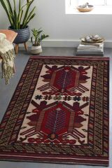 Afgan Berceste Kilim Kırmızı Otantik El Dokuma Halı