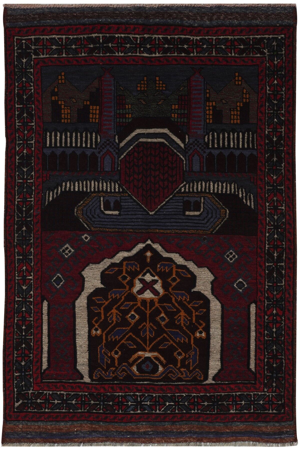 Afgan Berceste Kilim Kırmızı Otantik El Dokuma Halı