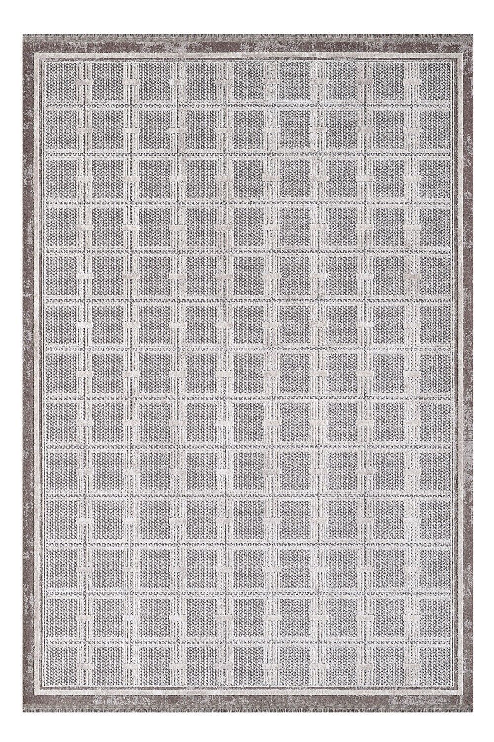 SERENITY JV02A Gri Modern Geometrik Desenli Salon Halısı