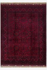 Afgan Khamyab 19022-22 Kırmızı Otantik Desenli El Dokuma Halı