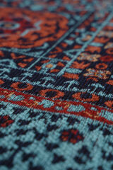 Mira Memlük V15 Kaymaz Tabanlı Yıkanabilir Klasik Kilim TURKUAZ - 80x300