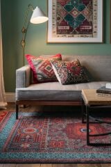 Mira Memlük V15 Kaymaz Tabanlı Yıkanabilir Klasik Kilim TURKUAZ - 200x300