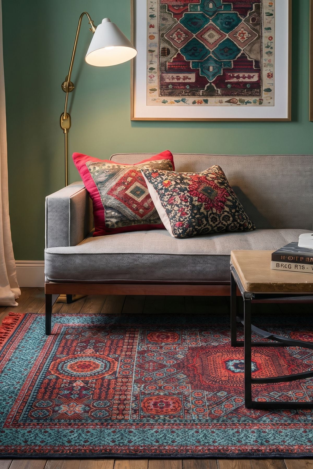 Mira Memlük V15 Kaymaz Tabanlı Yıkanabilir Klasik Kilim TURKUAZ - 160x230