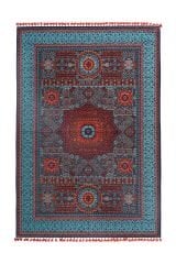 Mira Memlük V15 Kaymaz Tabanlı Yıkanabilir Klasik Kilim TURKUAZ - 80x150