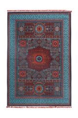 Mira Memlük V15 Kaymaz Tabanlı Yıkanabilir Klasik Kilim TURKUAZ - 80x150