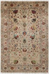 Afgan Orjin 18041 Bej Otantik Desenli El Dokuma Halı