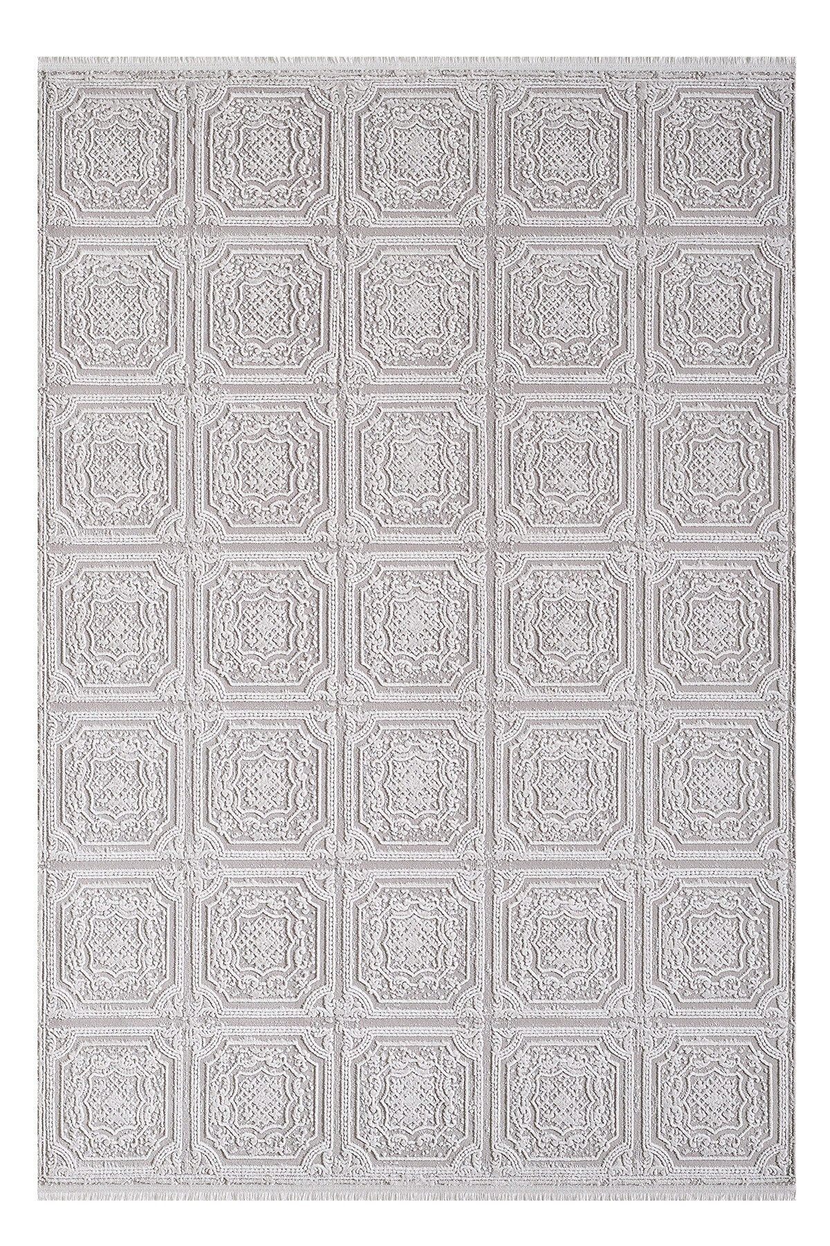 Serenity JV17A Gri Geometrik Klasik Desenli Makine Halısı